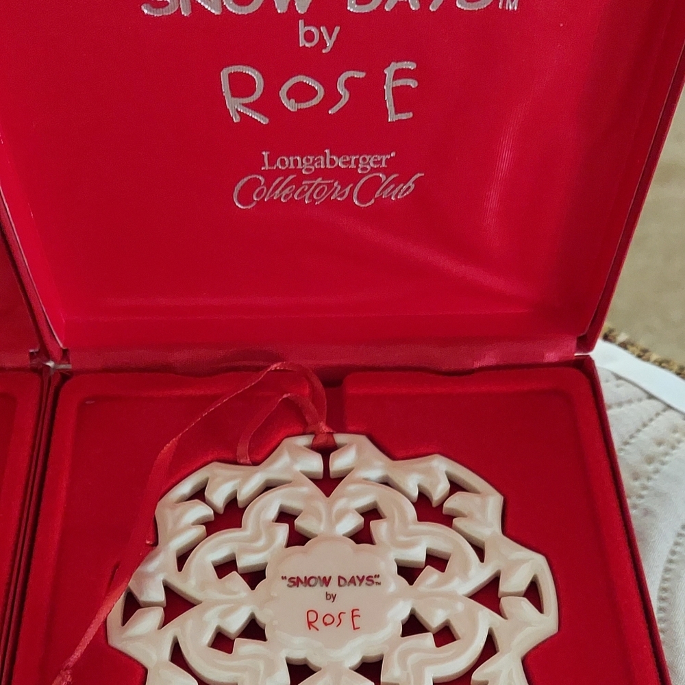 Longaberger Snow Days Ornament "Rose" - Red and White